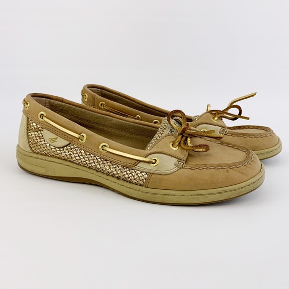 Sperry Shoes - Sperry Gold Tan Top Sider Slip On Shoes